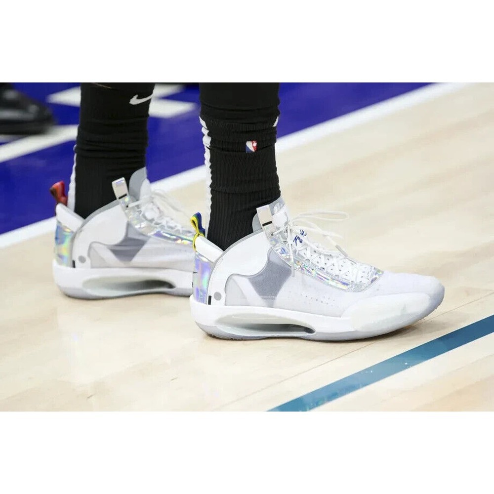 Air Jordan 34 Unite Sneakers Nike AR3240-101 Shoes White Iridescent Mens Size 14 - Picture 16 of 16